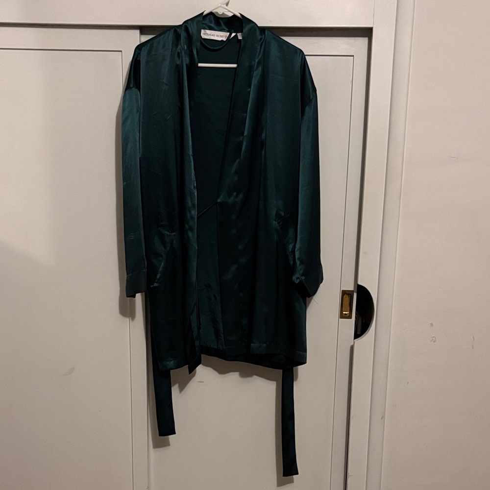 PINK Victoria's Secret Deep Green Satin Robe